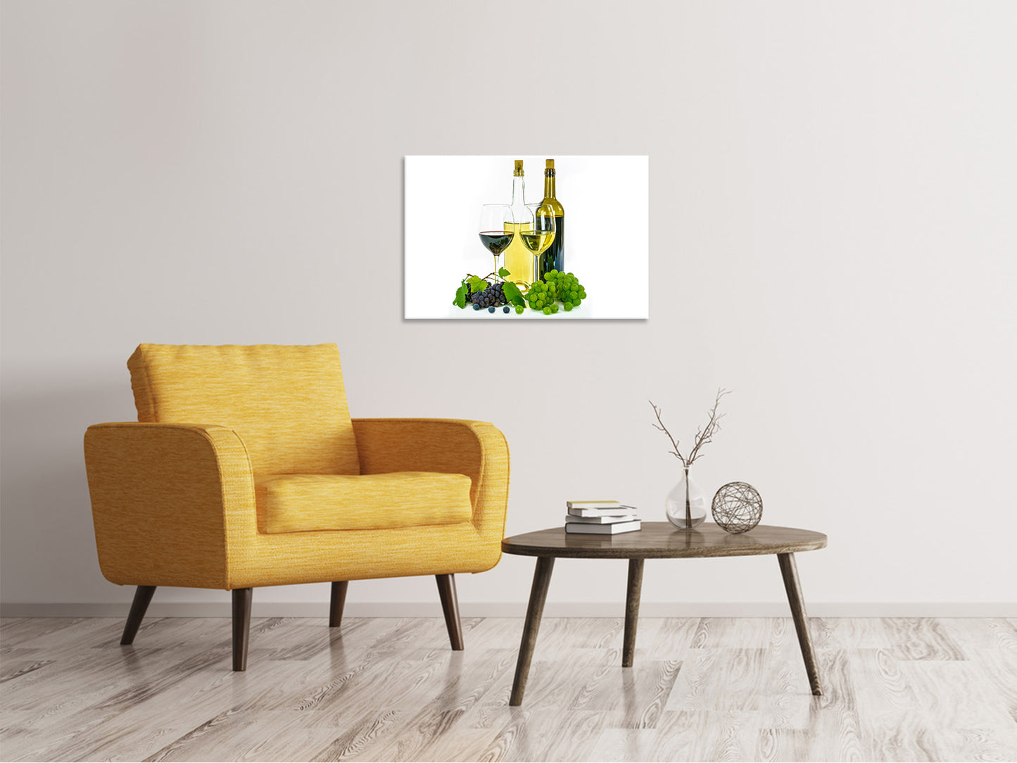Leinwandbild Weisswein und Rotwein