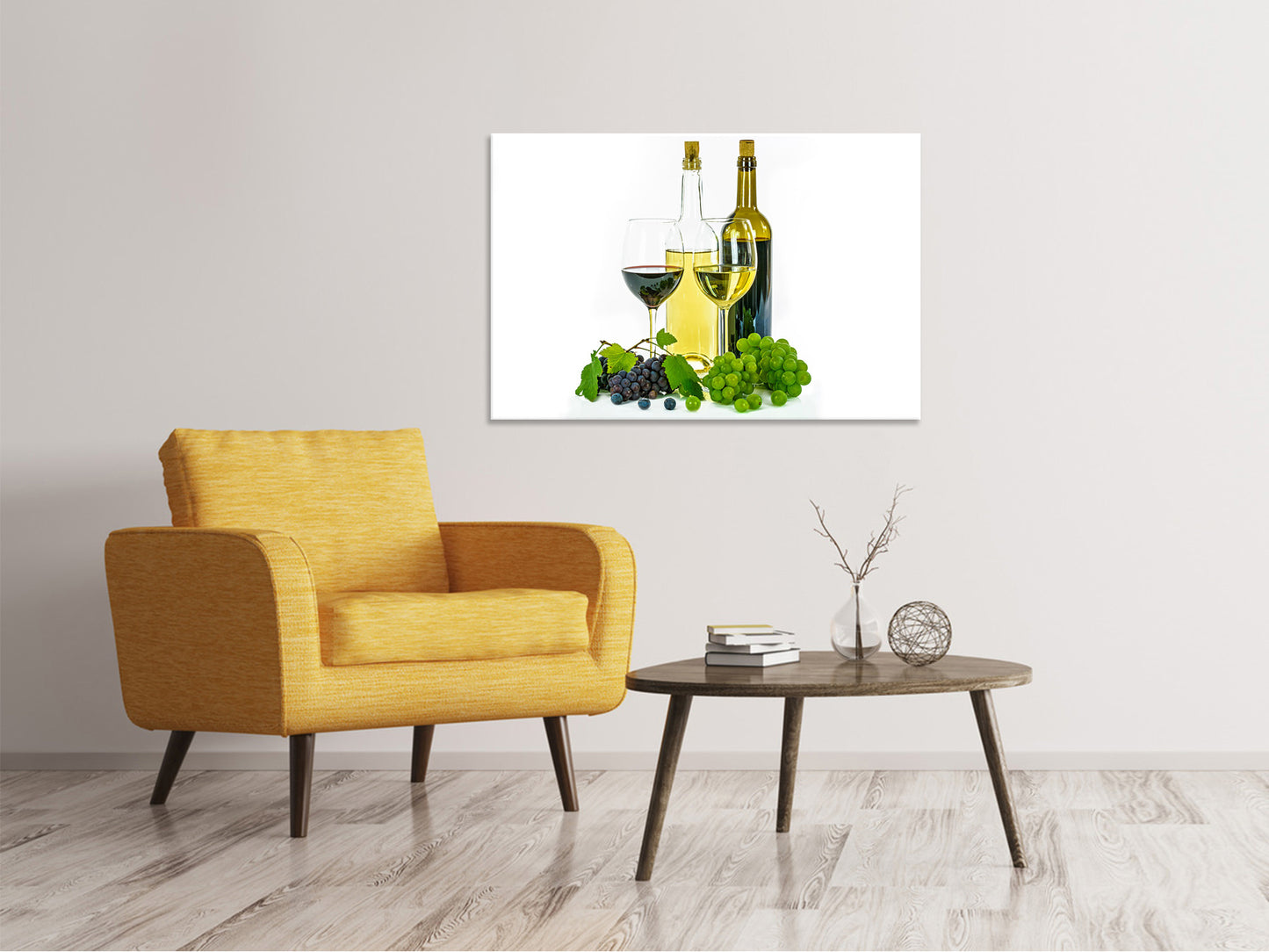 Leinwandbild Weisswein und Rotwein