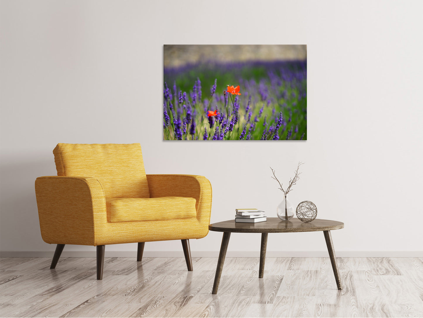 Leinwandbild Mohn im Lavendel