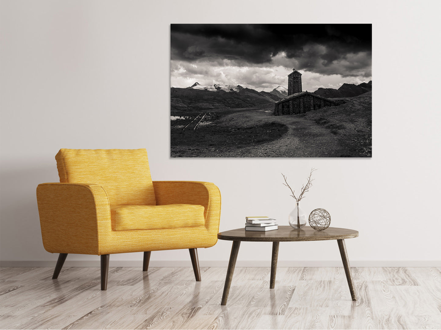 Leinwandbild Kleine Kirche im Gebirge