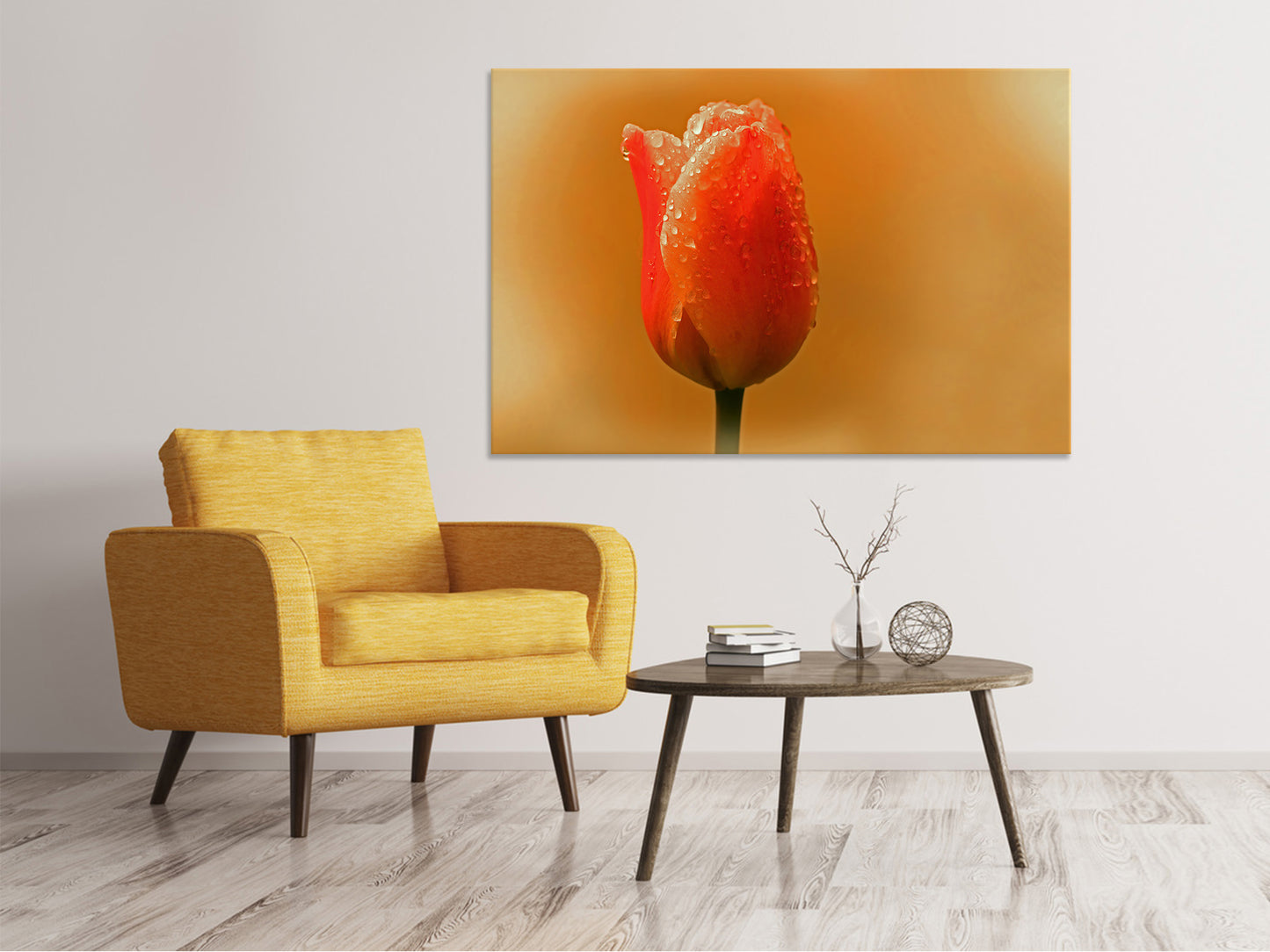 Leinwandbild Eine Tulpe im Morgentau