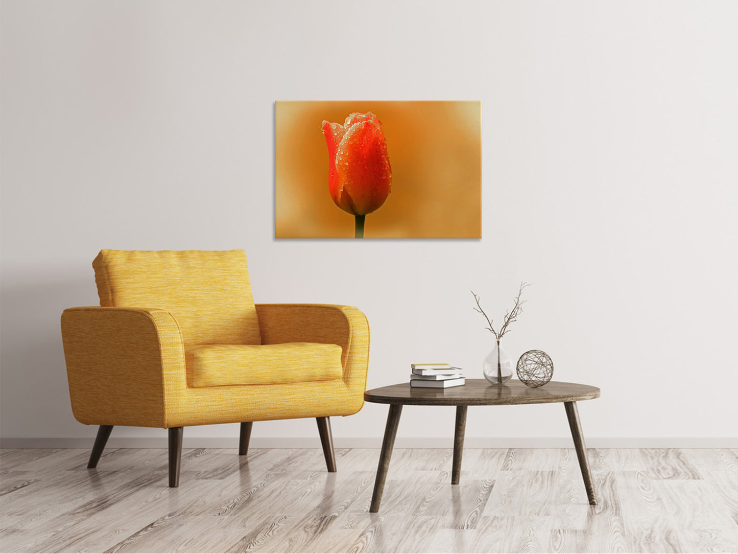 Leinwandbild Eine Tulpe im Morgentau