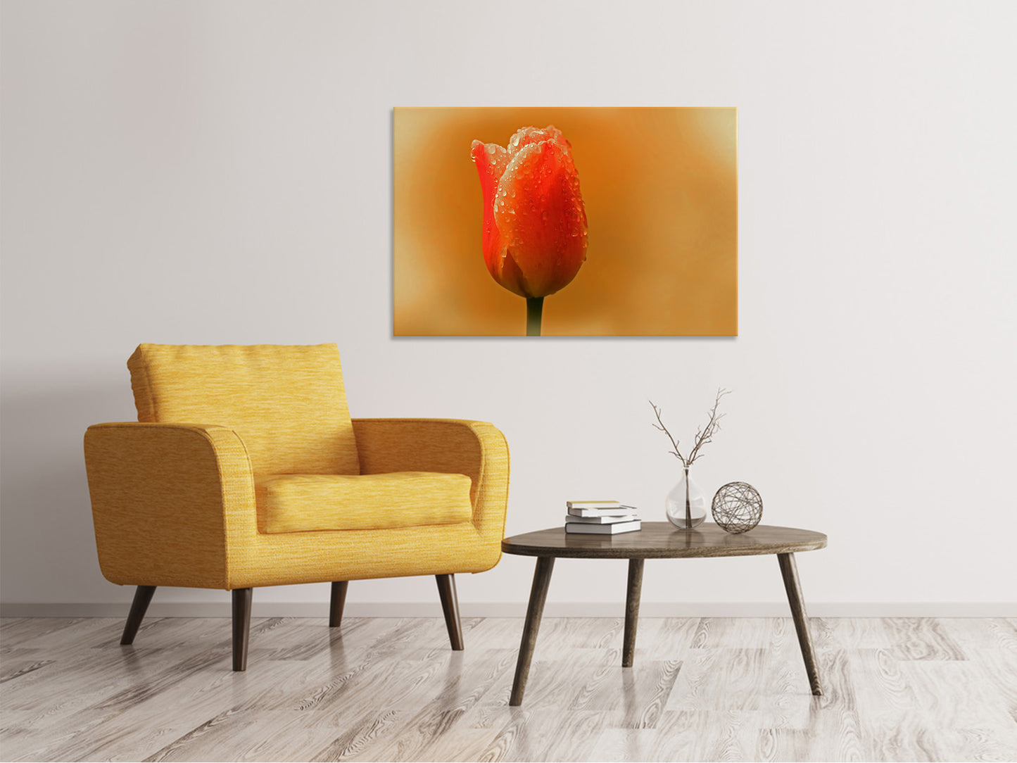 Leinwandbild Eine Tulpe im Morgentau