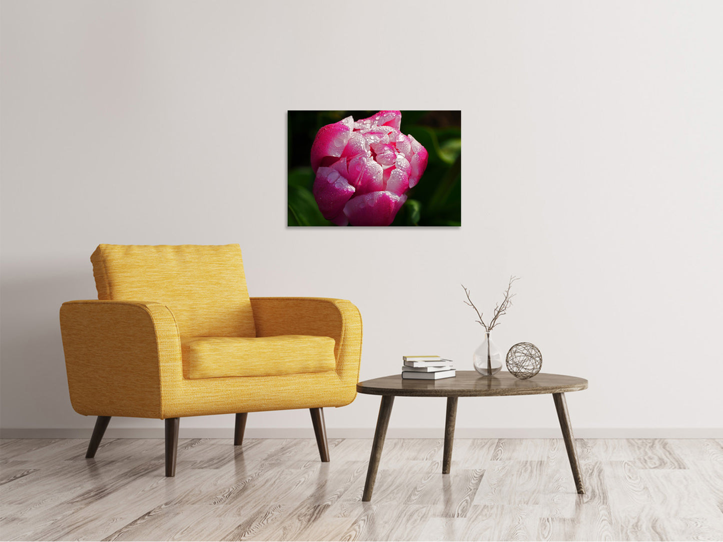 Leinwandbild Tulpe mit Morgentau in XL
