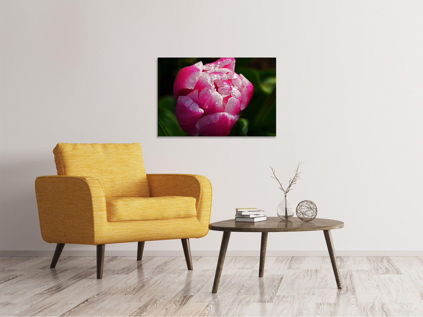Leinwandbild Tulpe mit Morgentau in XL