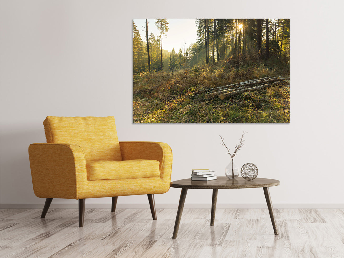 Leinwandbild Arbeiten im Wald