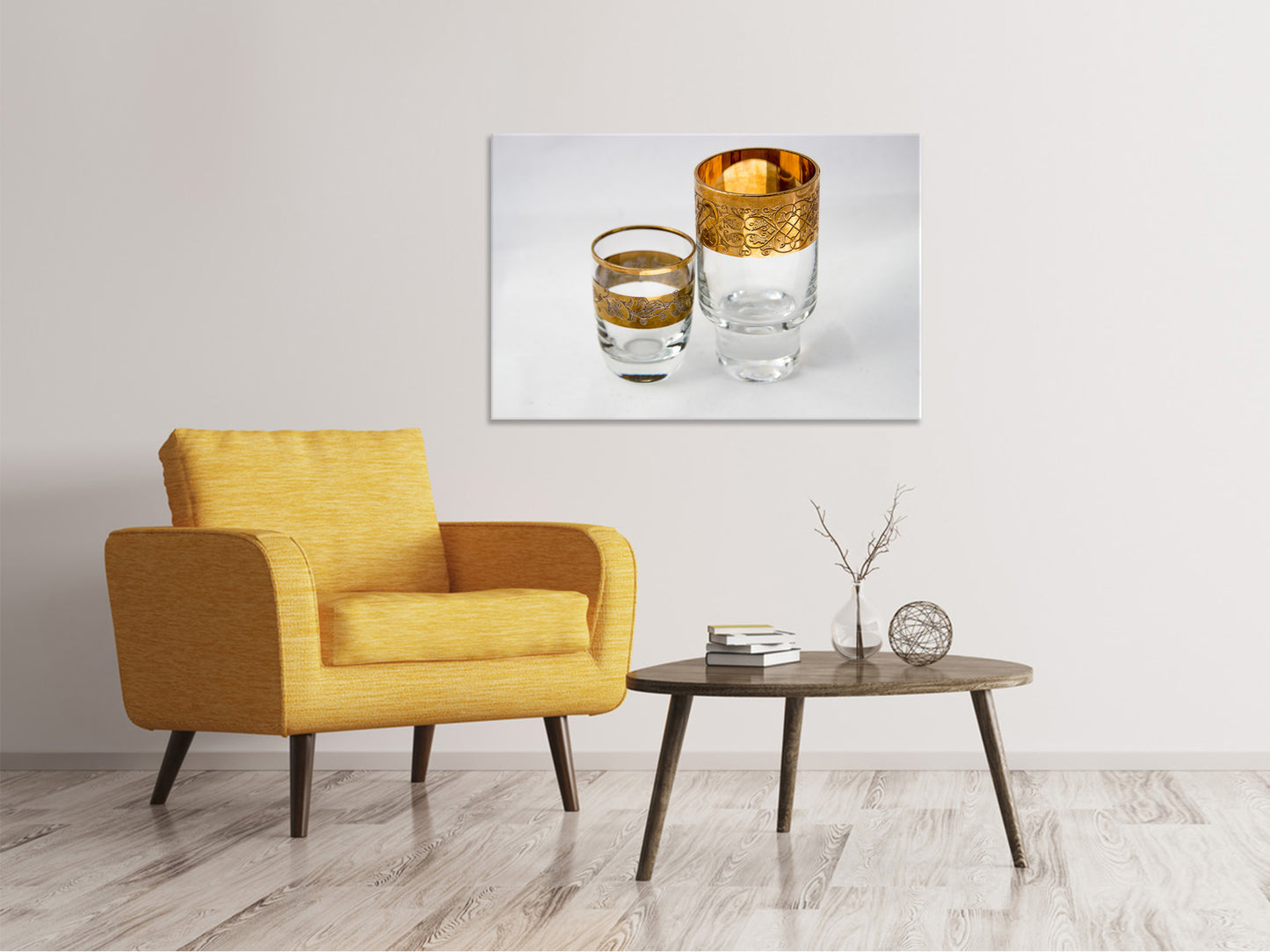 Leinwandbild Gläser mit Gold
