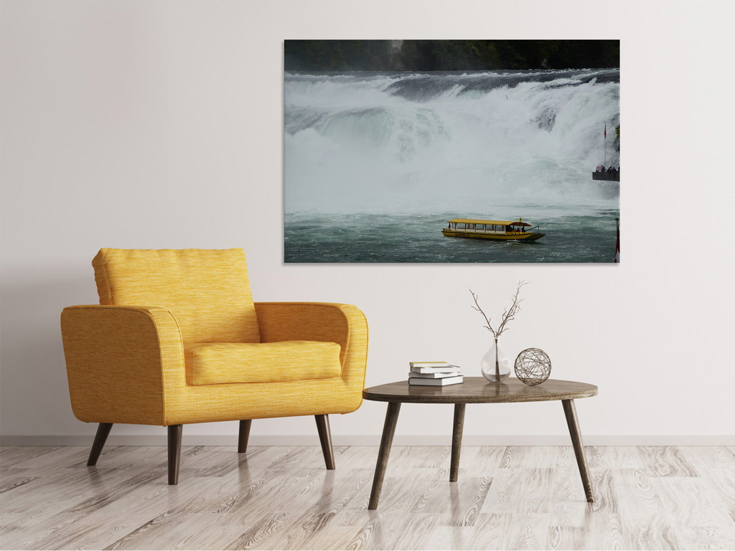 Leinwandbild Aussichtsplattform am Wasserfall
