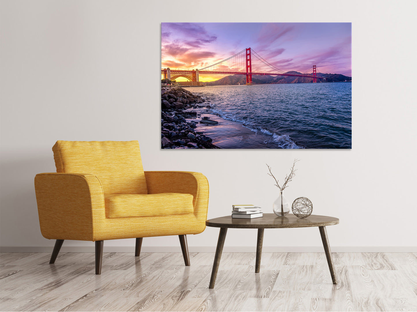 Leinwandbild Golden Gate am Abend