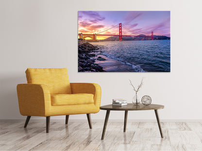 Leinwandbild Golden Gate am Abend