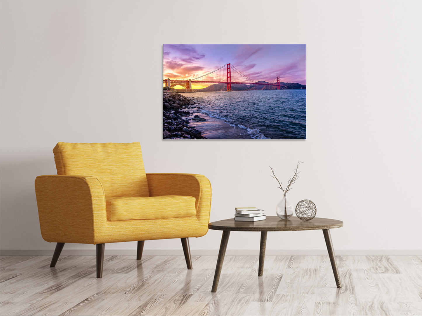 Leinwandbild Golden Gate am Abend