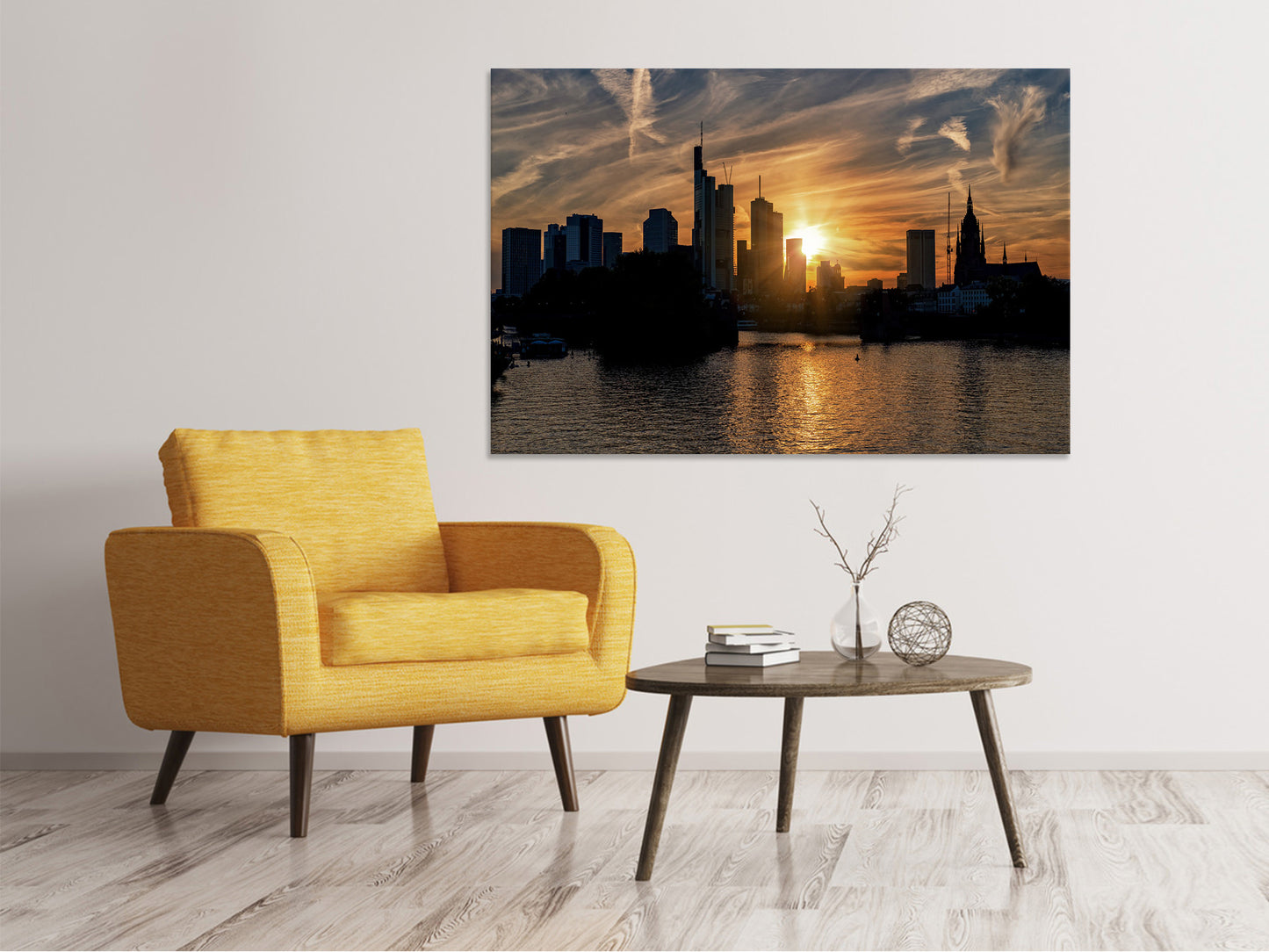 Leinwandbild Sonnenuntergang an der Skyline