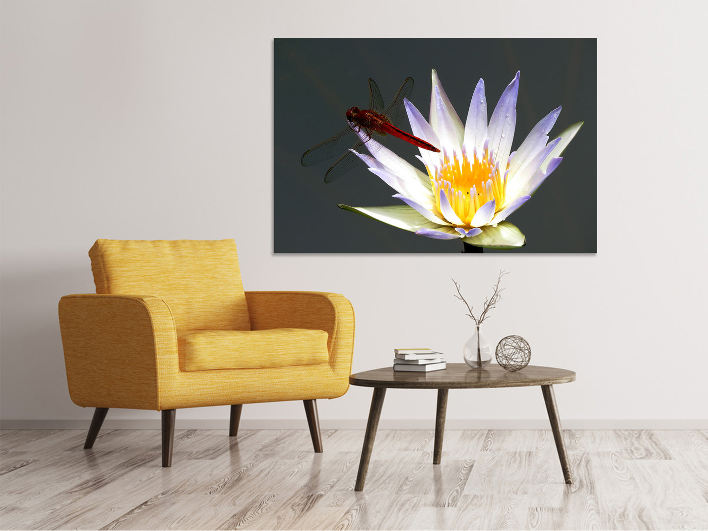 Leinwandbild Die Libelle auf der Blüte
