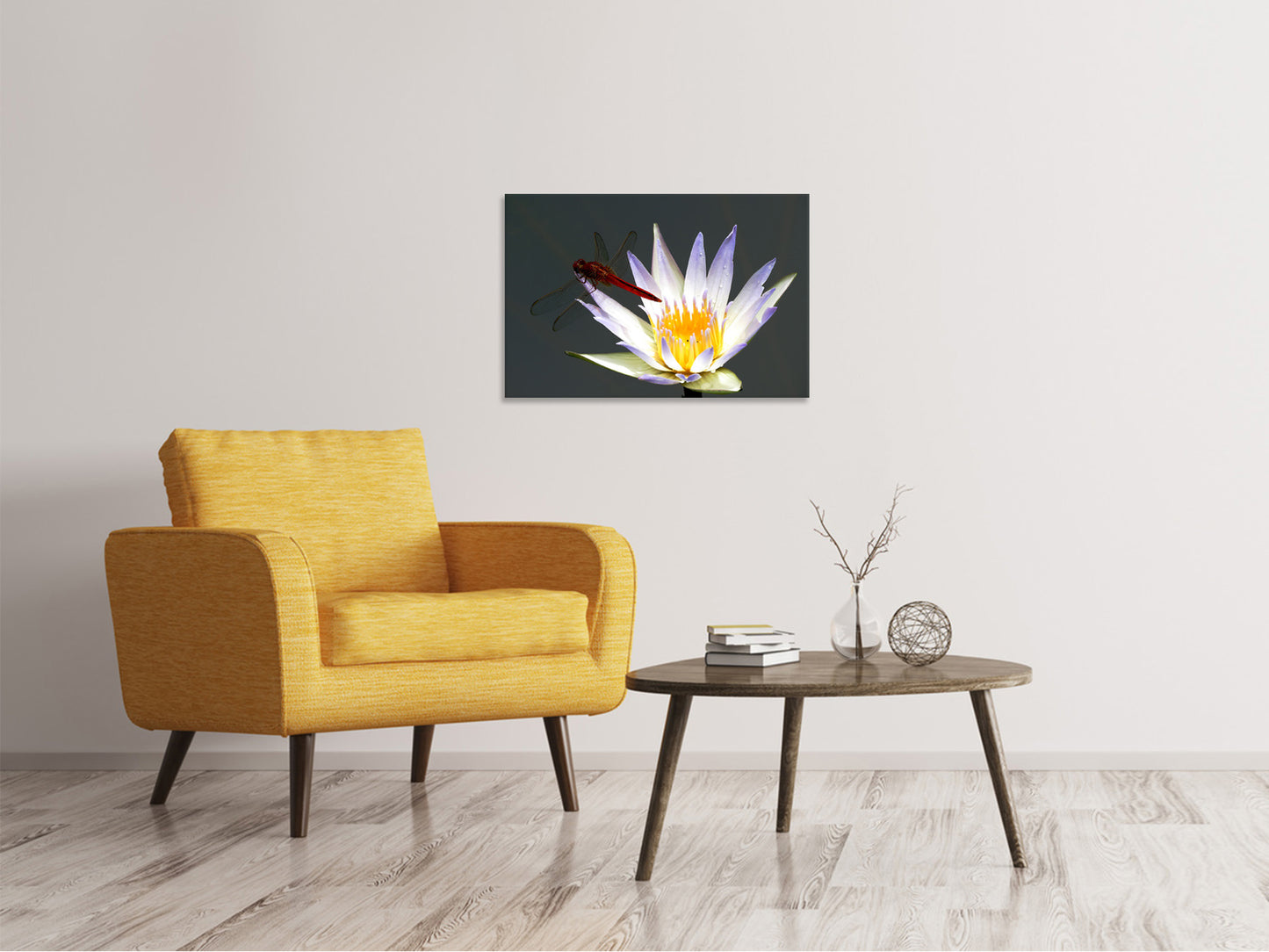 Leinwandbild Die Libelle auf der Blüte