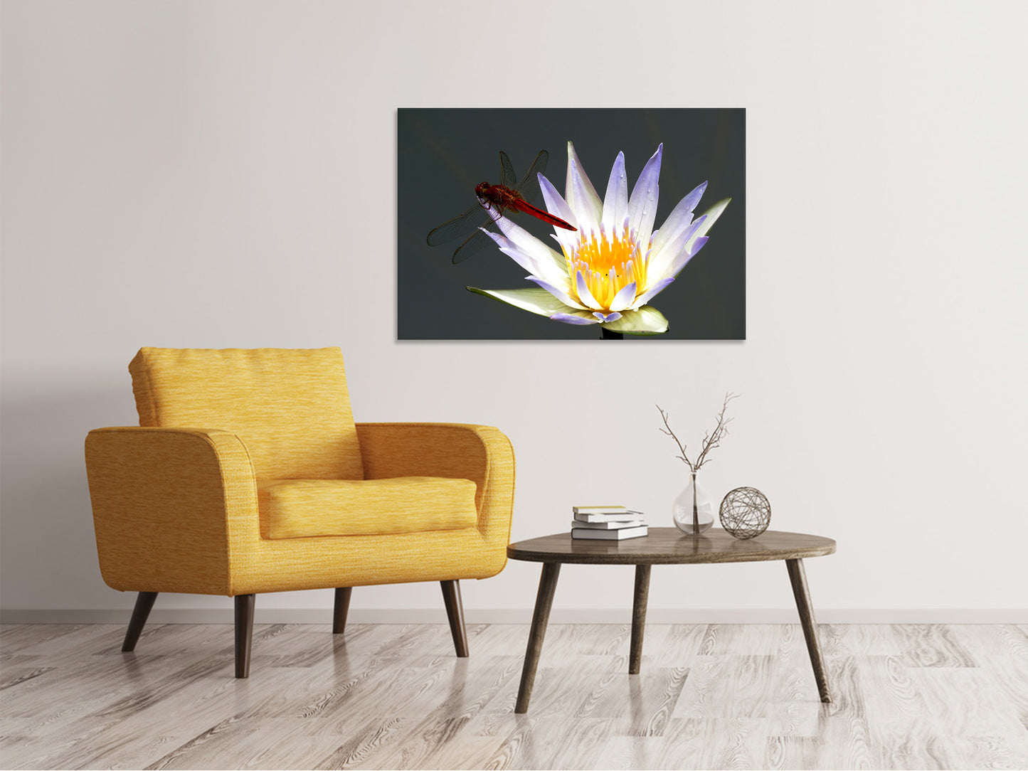 Leinwandbild Die Libelle auf der Blüte