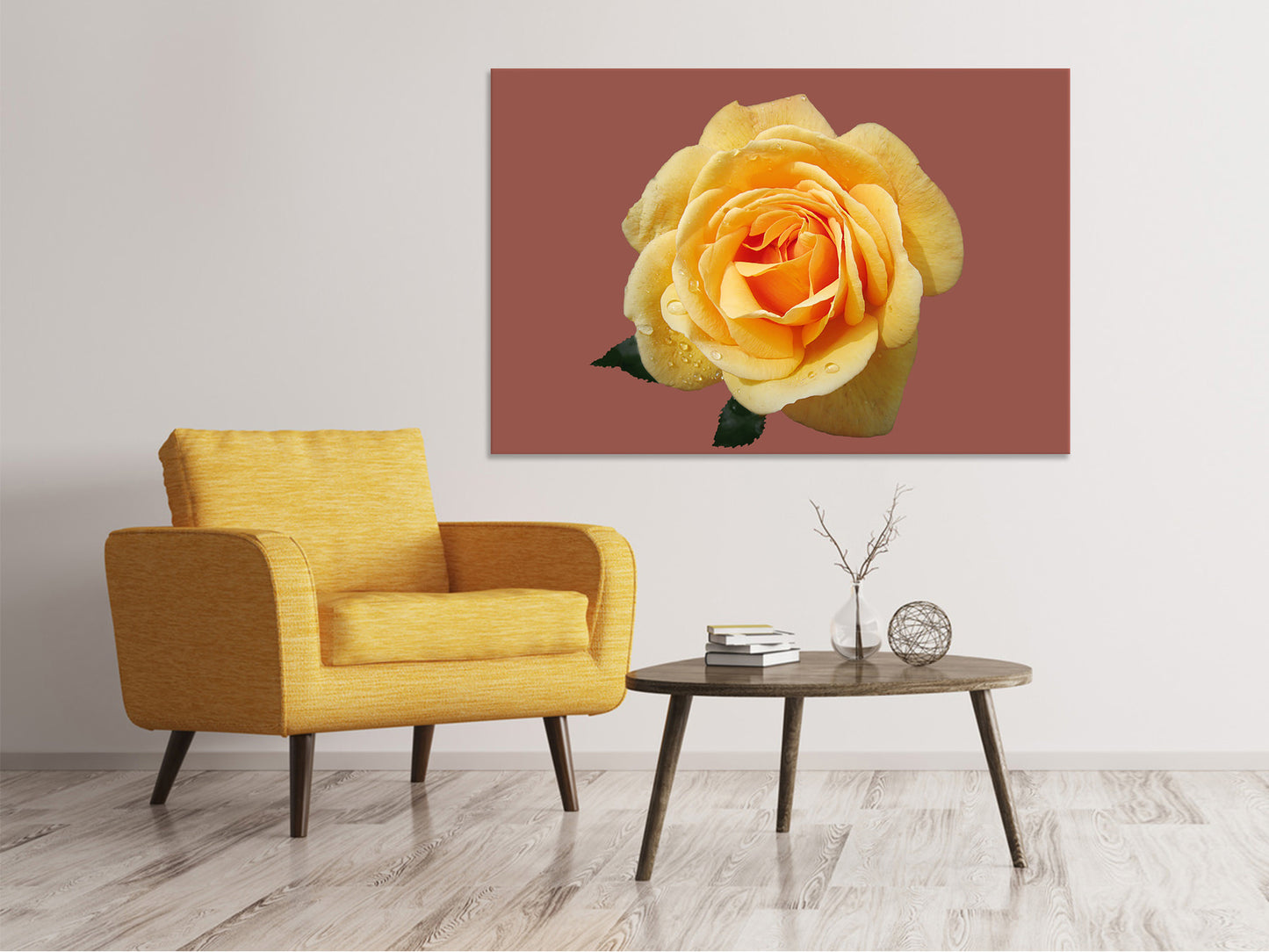 Leinwandbild Rose in gelb XXL