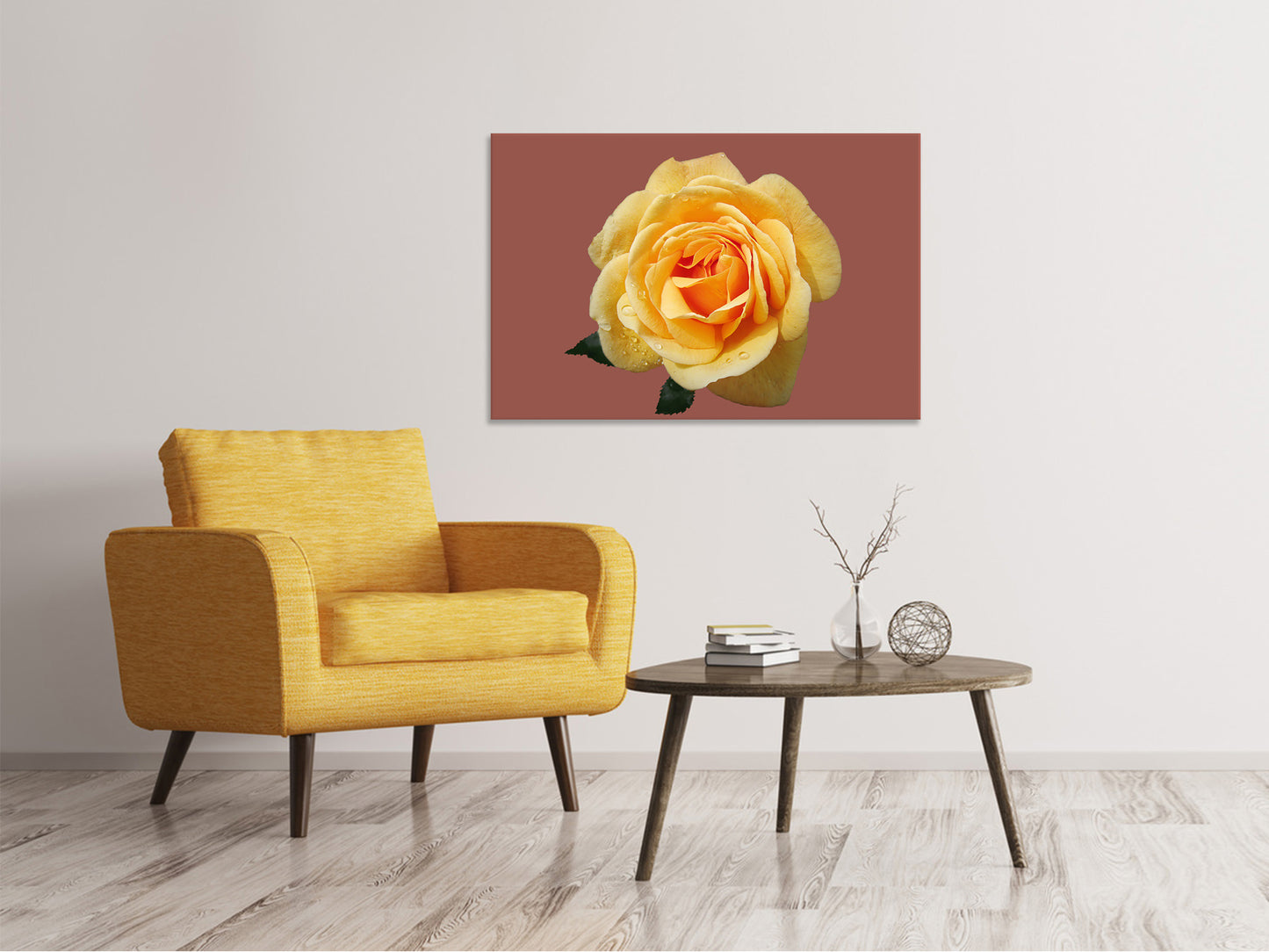 Leinwandbild Rose in gelb XXL