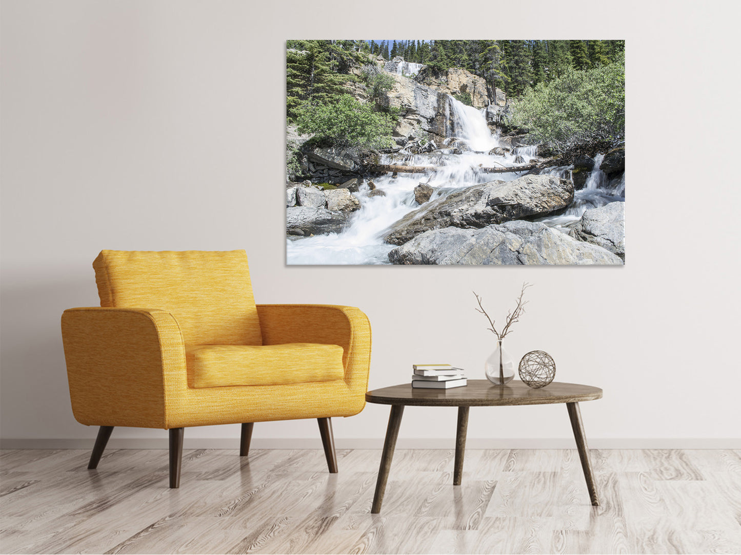 Leinwandbild Wilder Wasserfall im Wald
