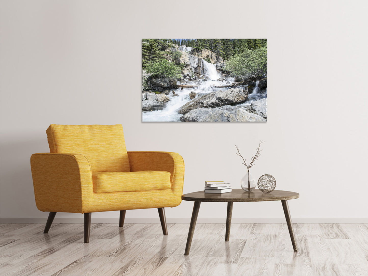 Leinwandbild Wilder Wasserfall im Wald