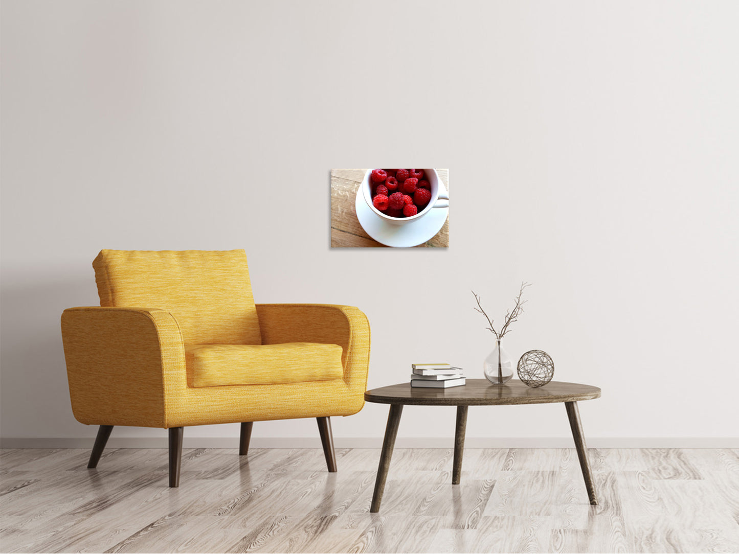 Leinwandbild Eine Tasse Himbeeren