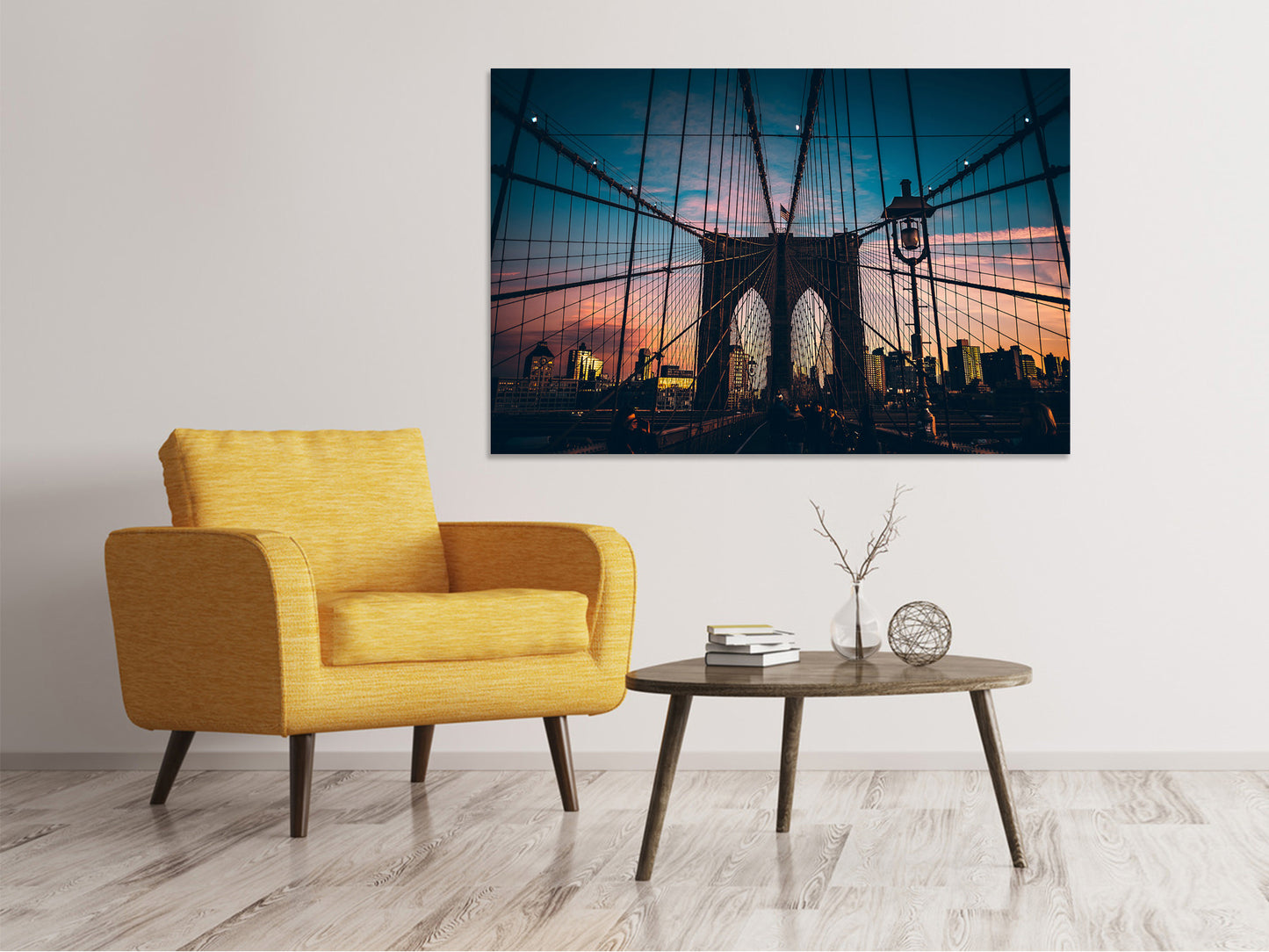 Leinwandbild Brooklyn Bridge im Abendlicht