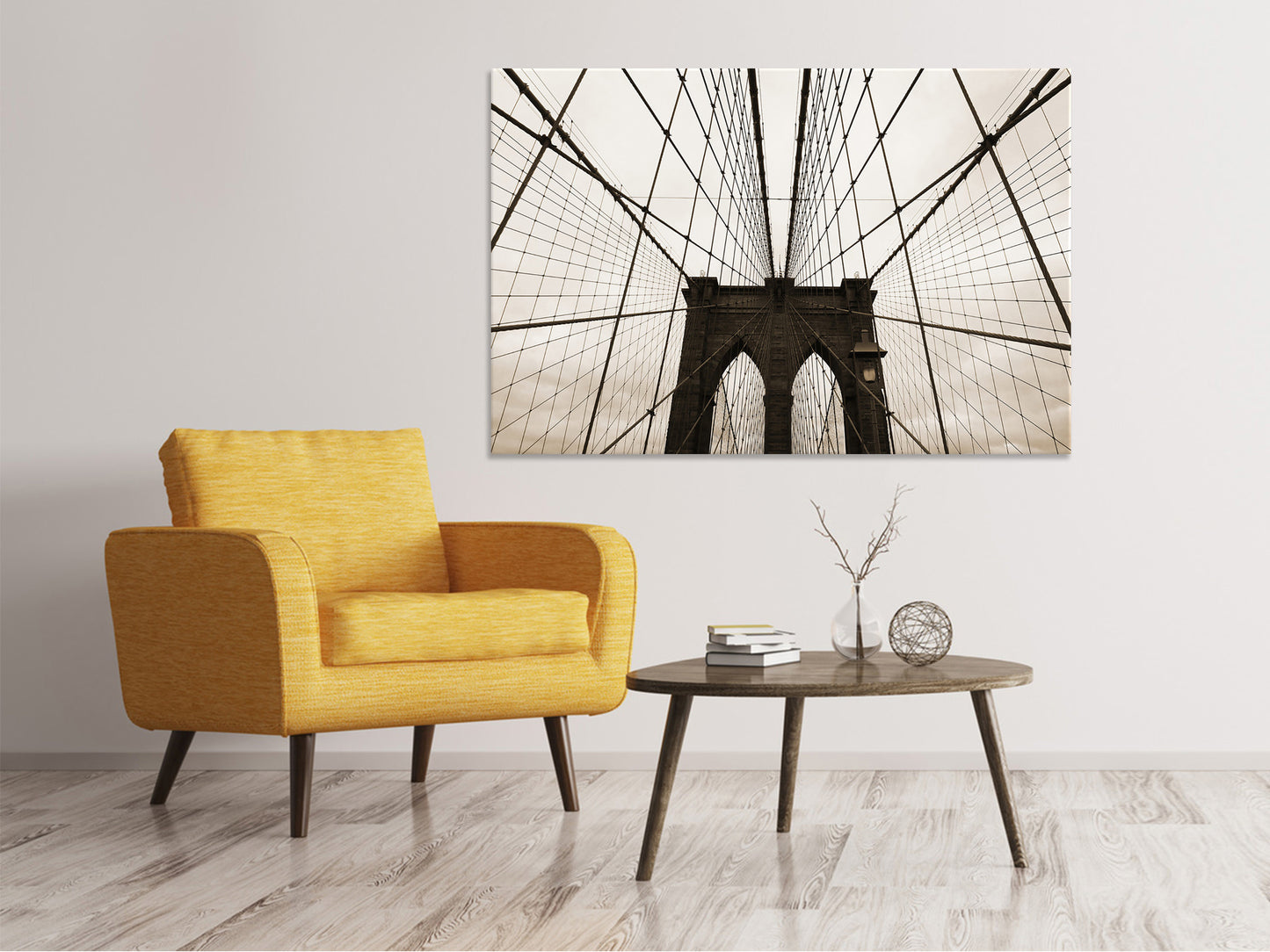 Leinwandbild Brooklyn Bridge mit Wolken