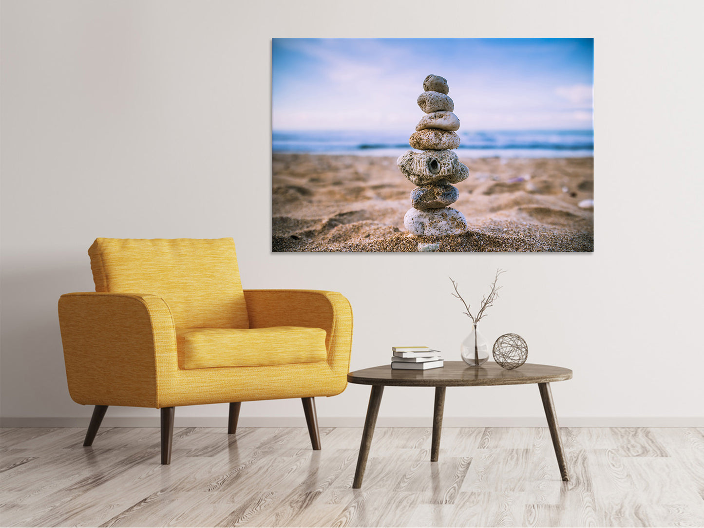 Leinwandbild Steinstapel am Strand