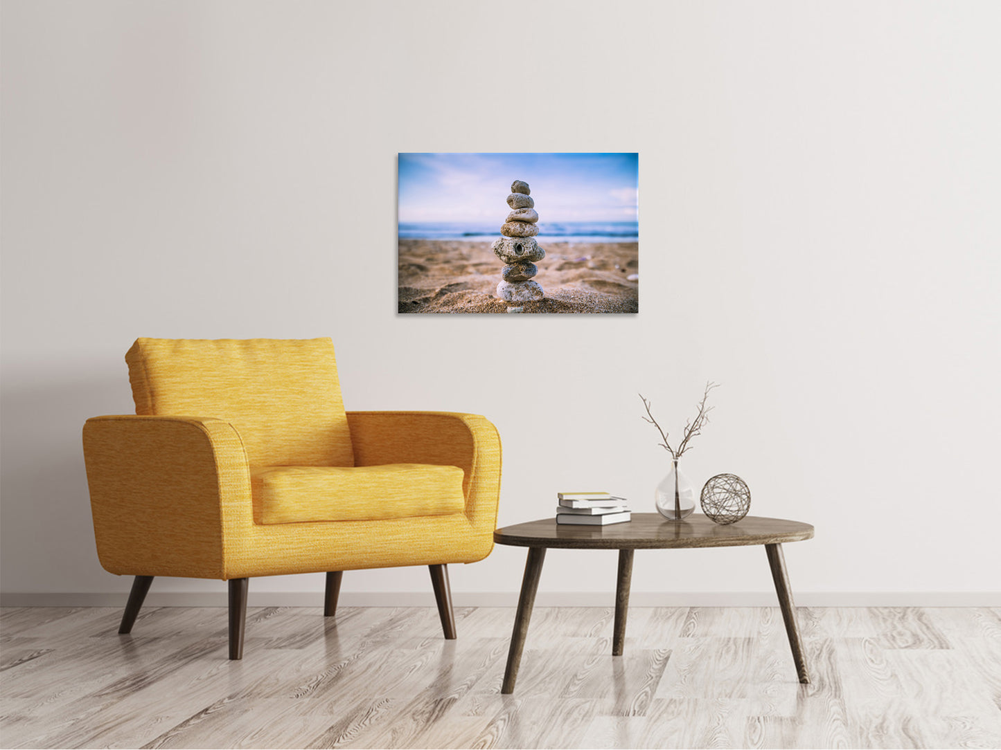 Leinwandbild Steinstapel am Strand
