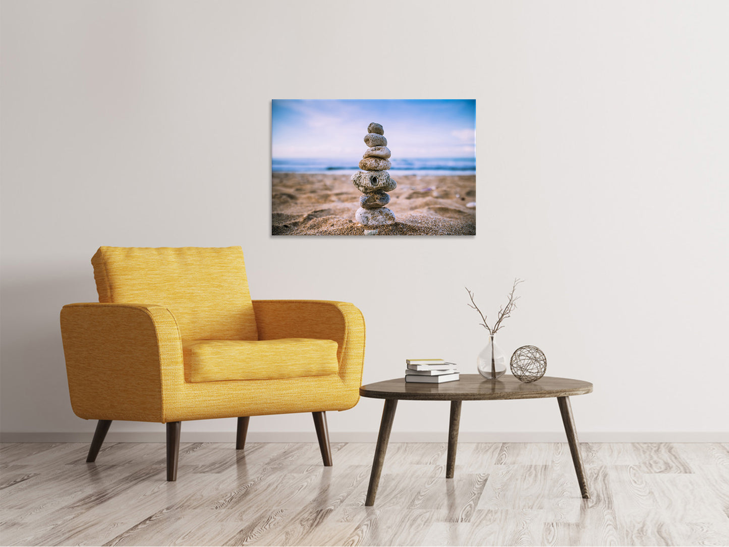 Leinwandbild Steinstapel am Strand