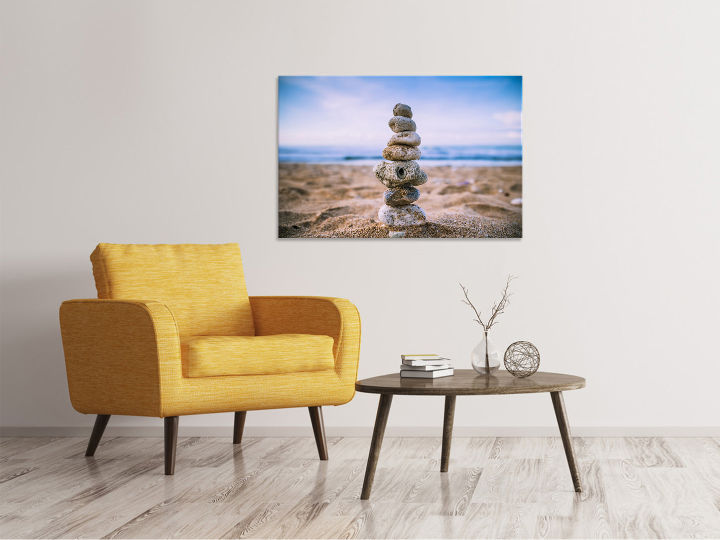 Leinwandbild Steinstapel am Strand
