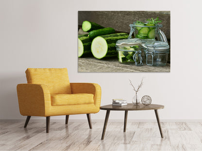 Leinwandbild Zucchinis und Gurken