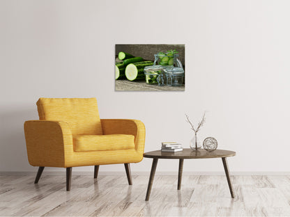 Leinwandbild Zucchinis und Gurken