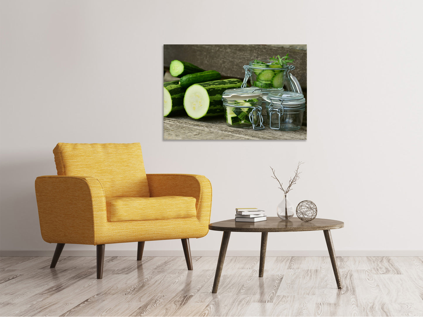 Leinwandbild Zucchinis und Gurken