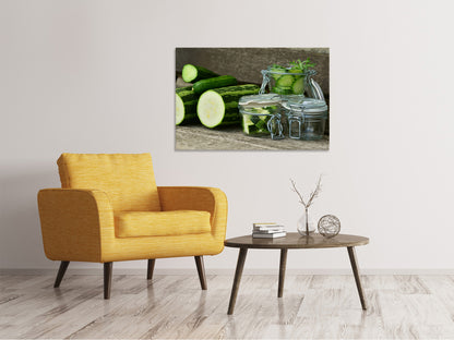 Leinwandbild Zucchinis und Gurken