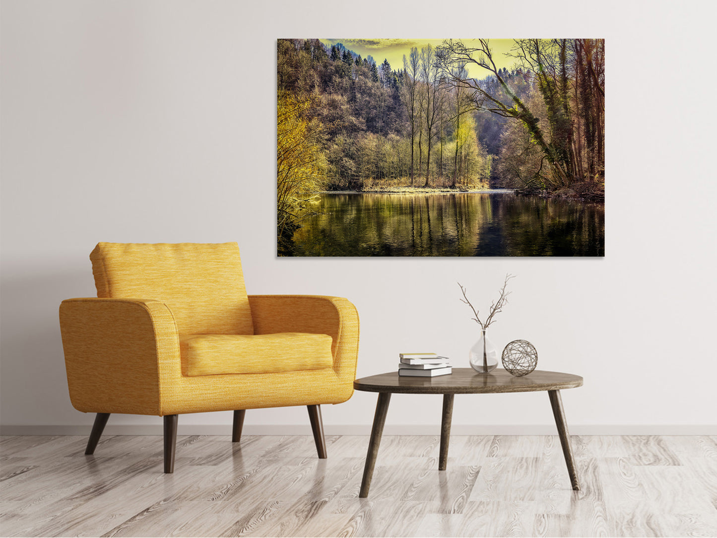 Leinwandbild See im Wald