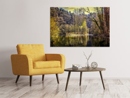 Leinwandbild See im Wald