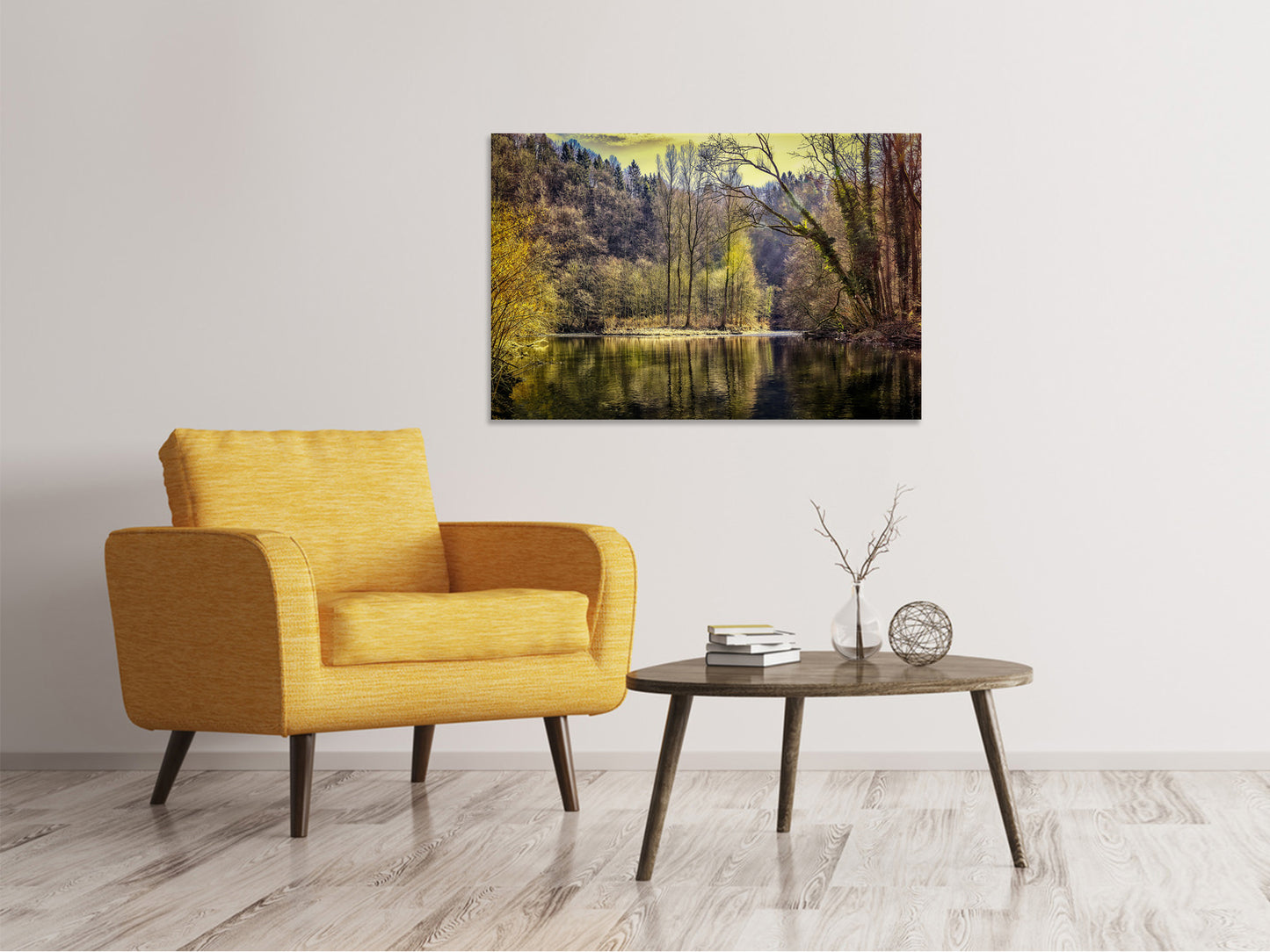 Leinwandbild See im Wald