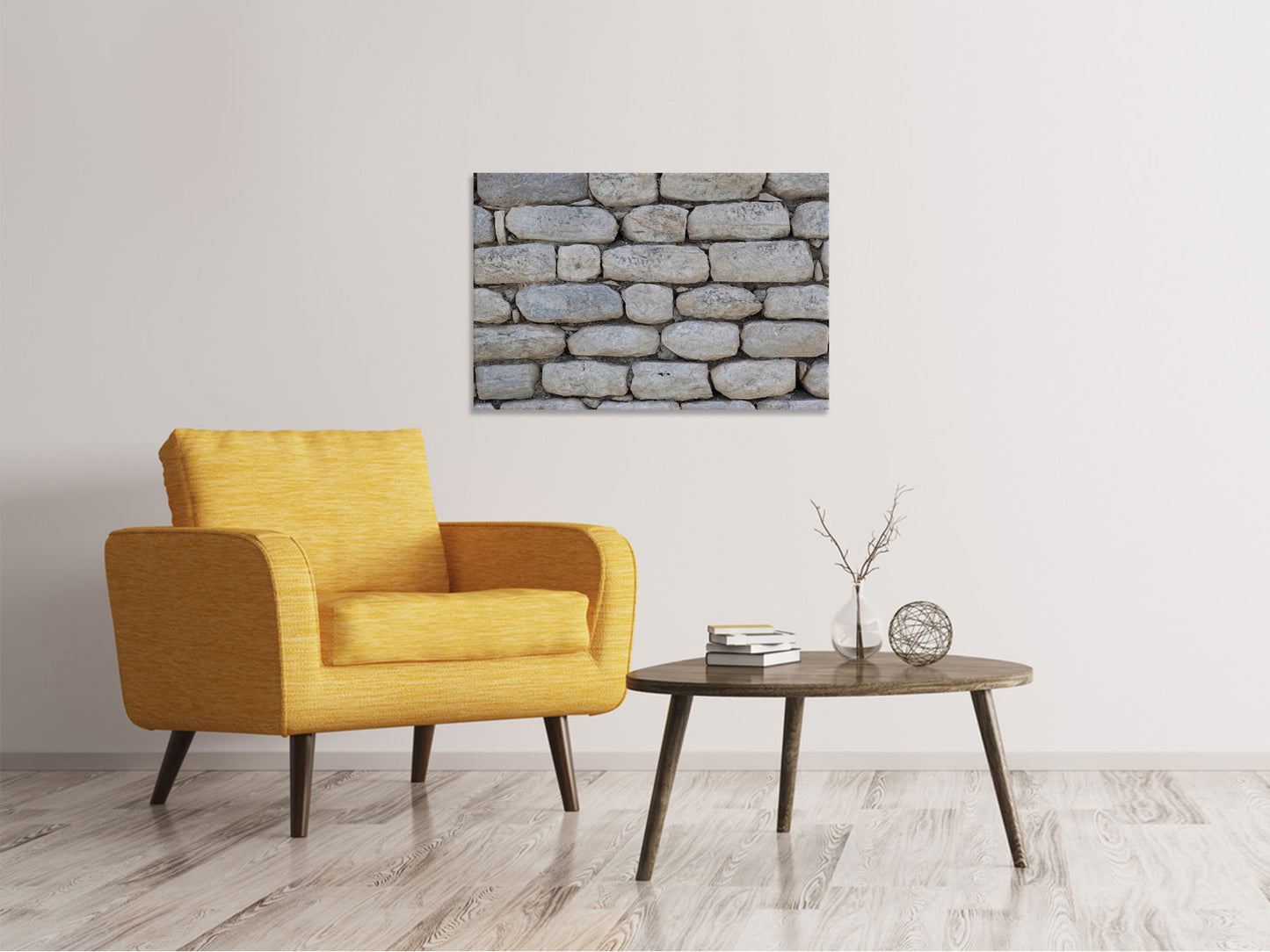Leinwandbild Mauer aus Natur Steinen