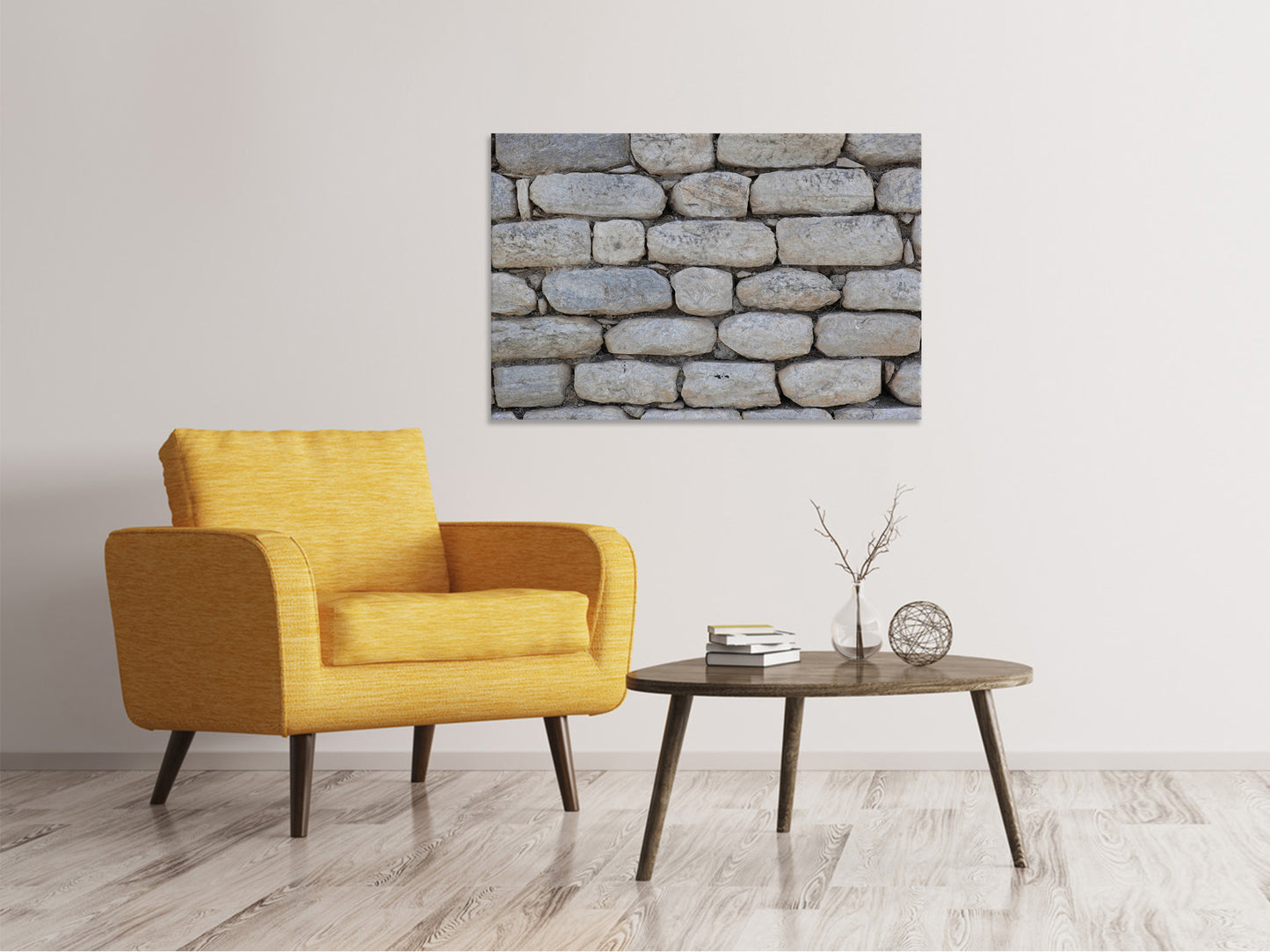 Leinwandbild Mauer aus Natur Steinen