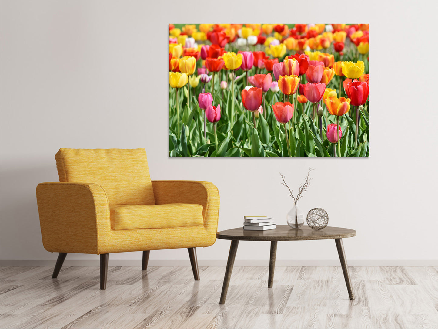 Leinwandbild Ein buntes Tulpenfeld