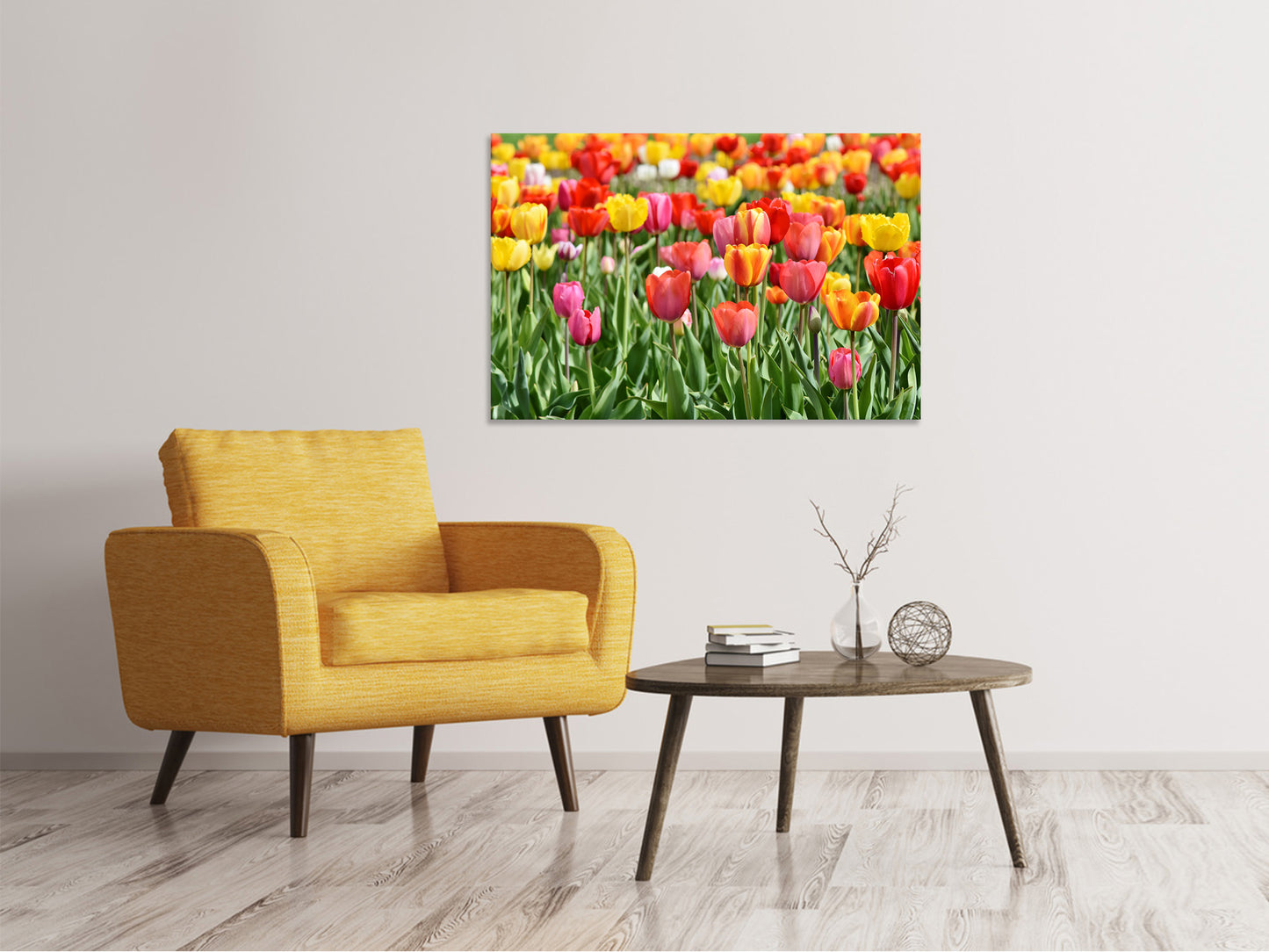 Leinwandbild Ein buntes Tulpenfeld