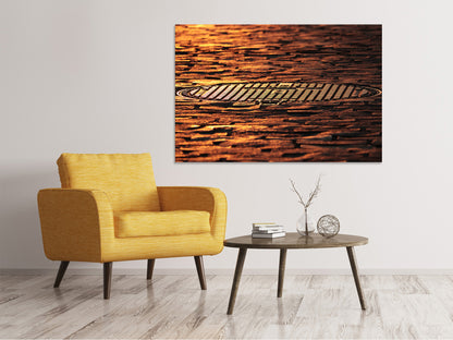 Leinwandbild Der Kanaldeckel