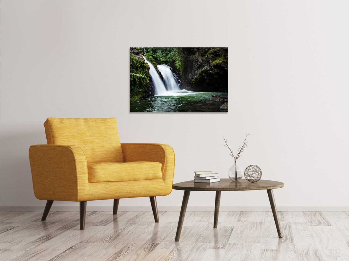 Leinwandbild Wasserfall im Abendlicht