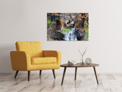 Leinwandbild Grizzly Kampf