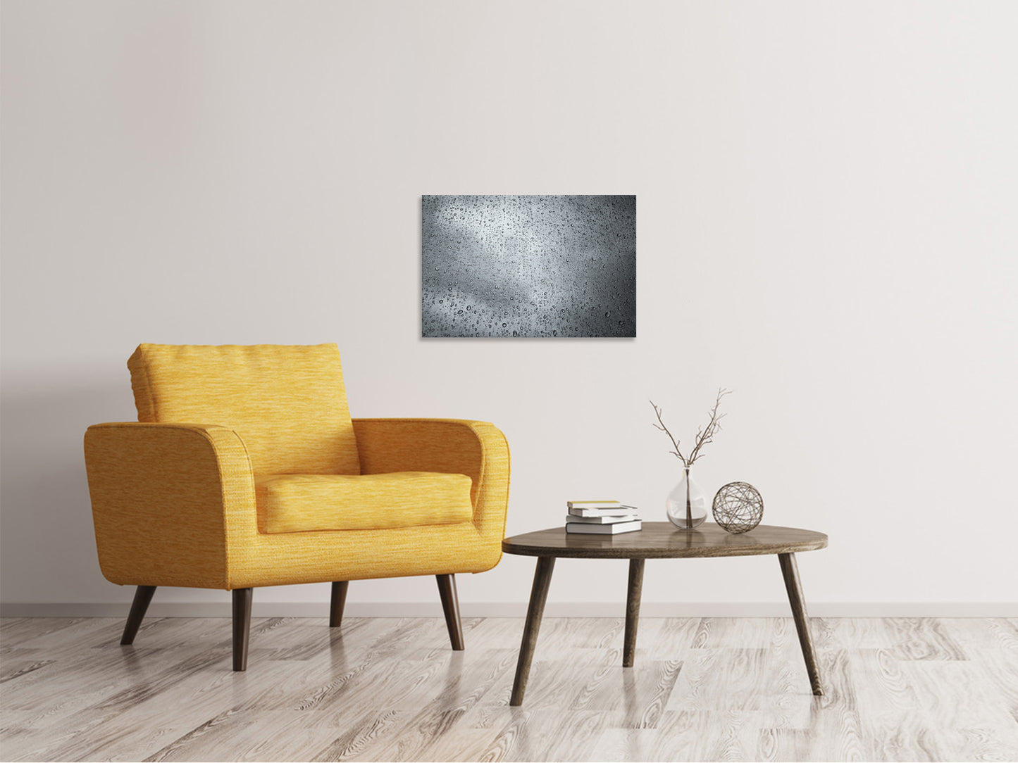 Leinwandbild Dunkle Regentropfen an der Wand