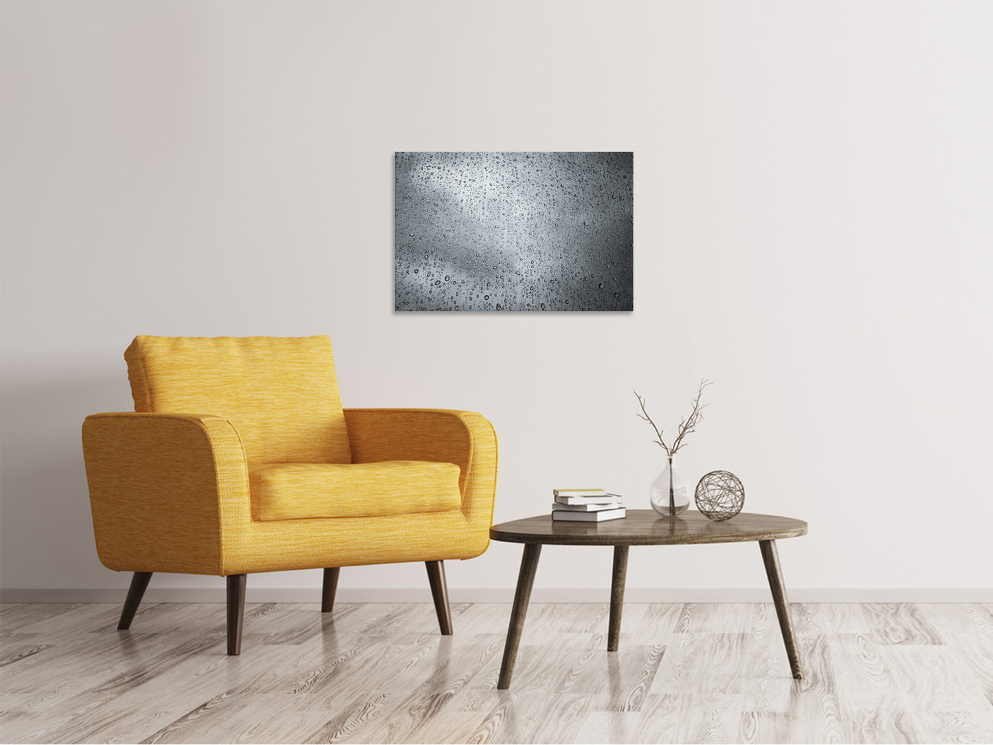 Leinwandbild Dunkle Regentropfen an der Wand