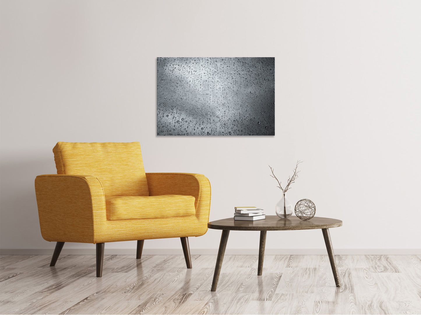 Leinwandbild Dunkle Regentropfen an der Wand