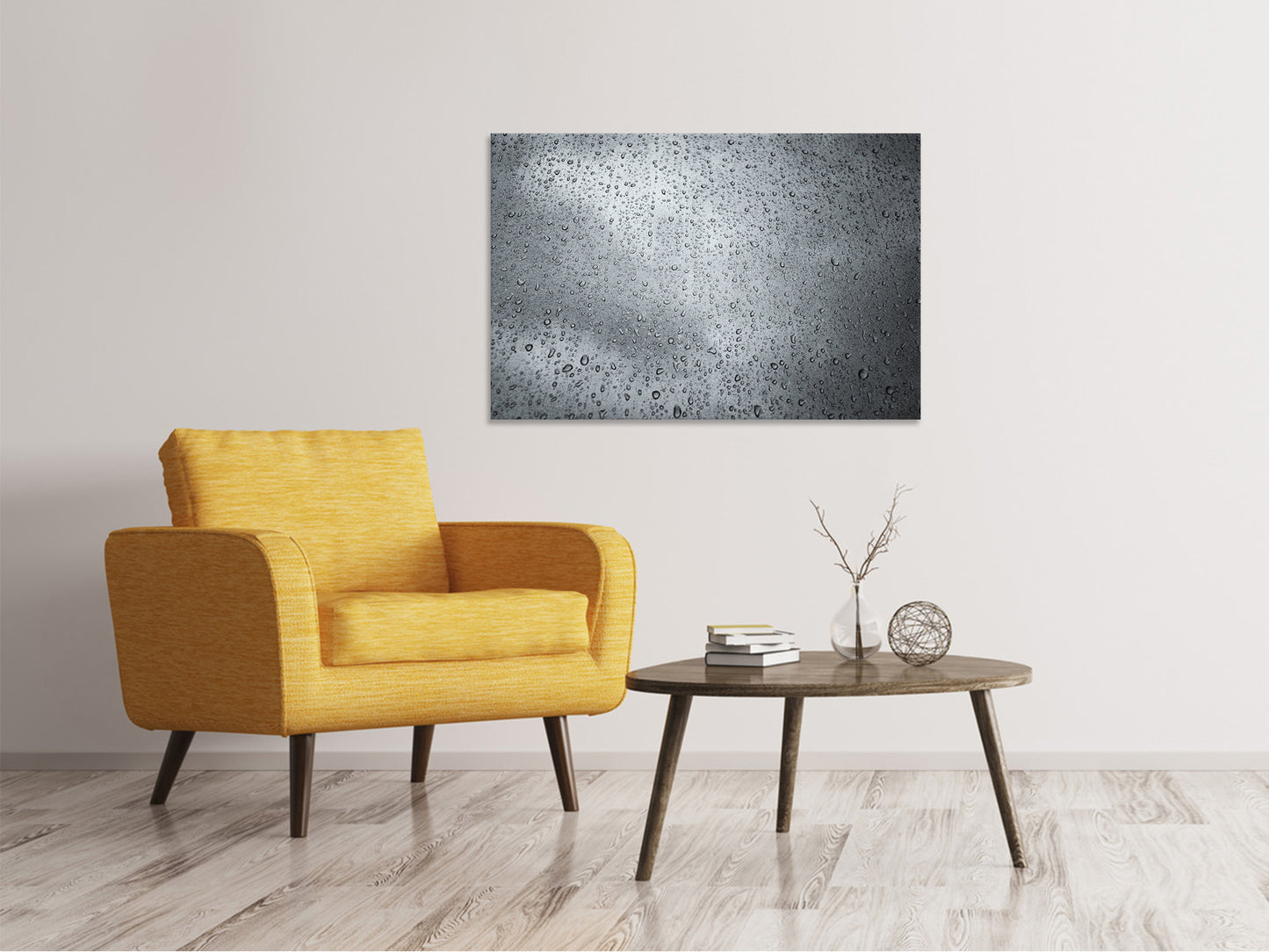 Leinwandbild Dunkle Regentropfen an der Wand