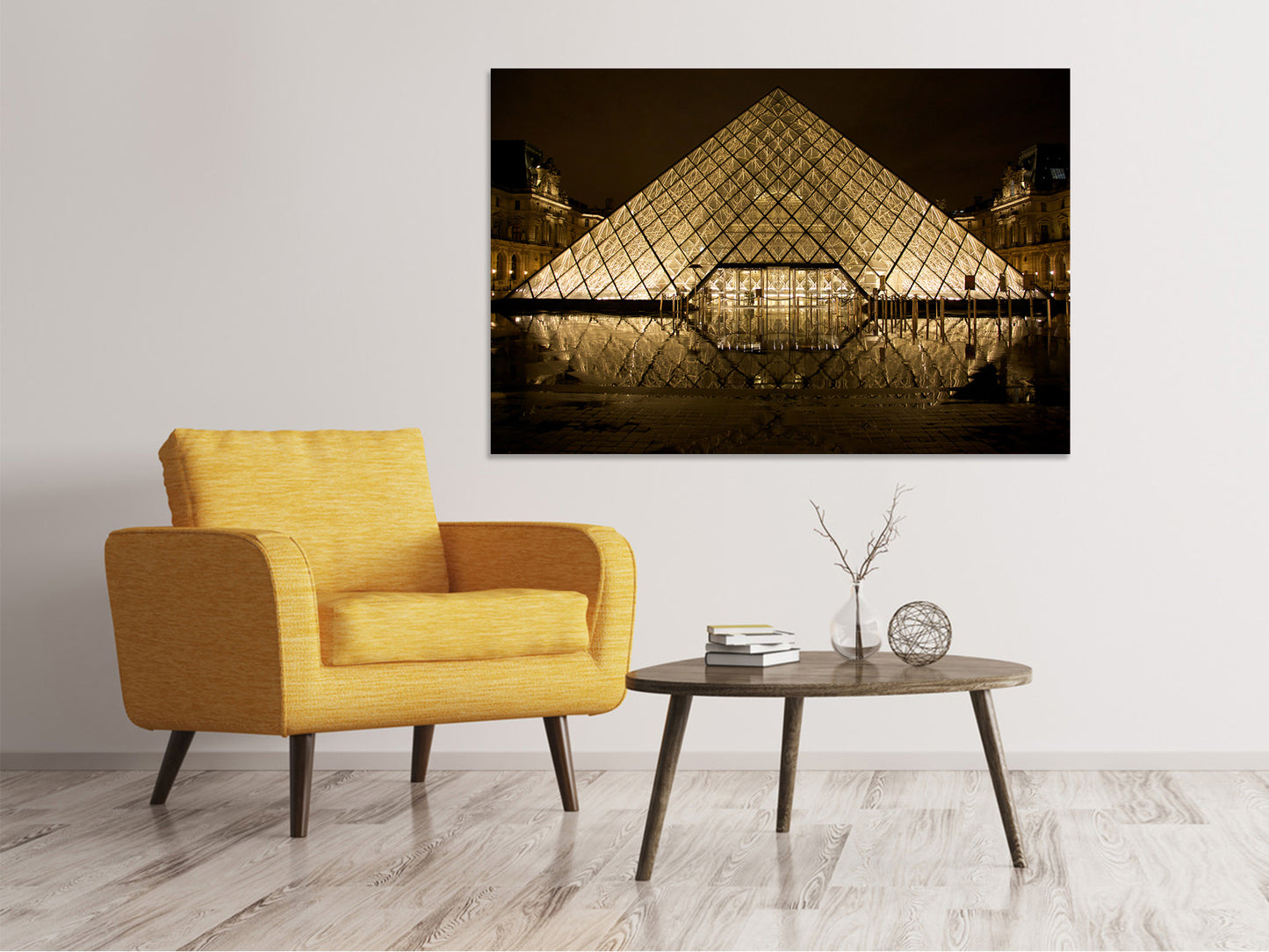 Leinwandbild Nachts am Louvre
