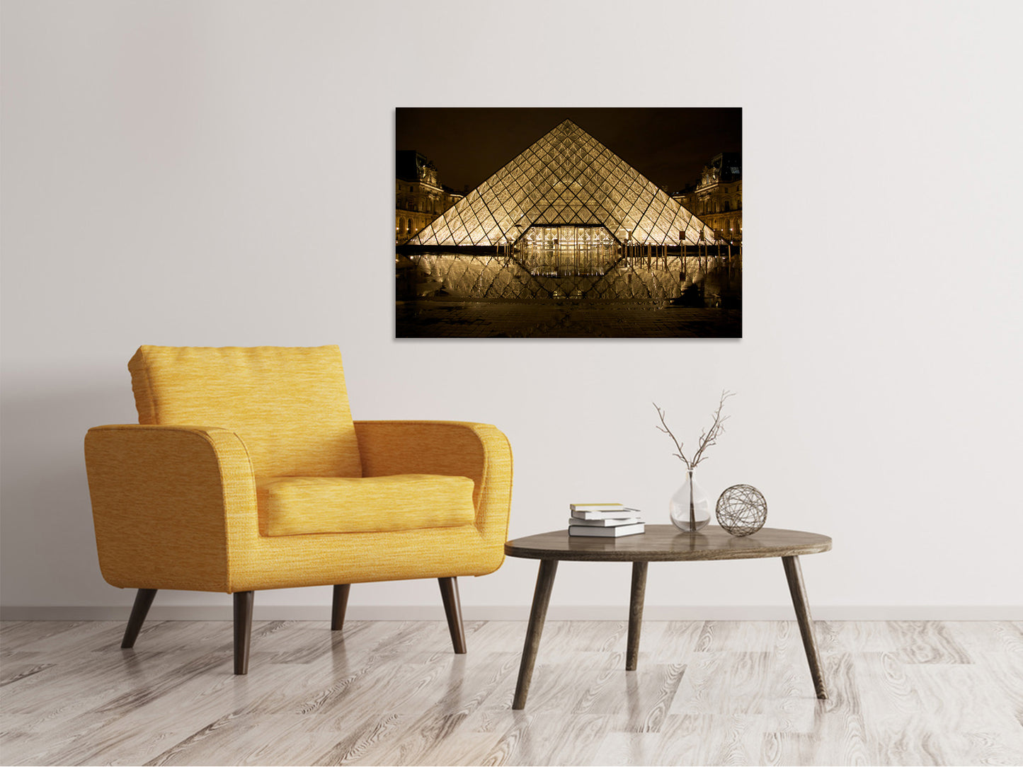 Leinwandbild Nachts am Louvre